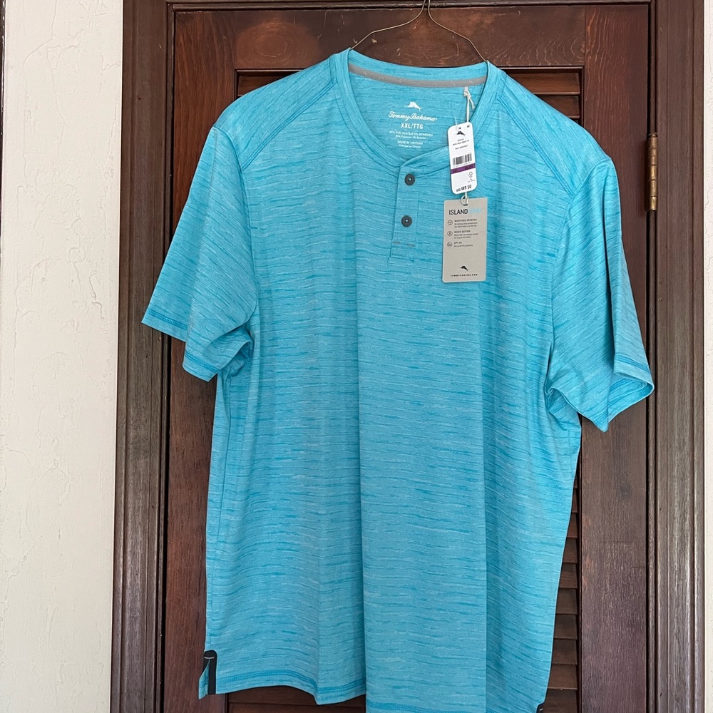 NWT Tommy Bahama Island Zone Henley moisture wicking quick drying UPF 30